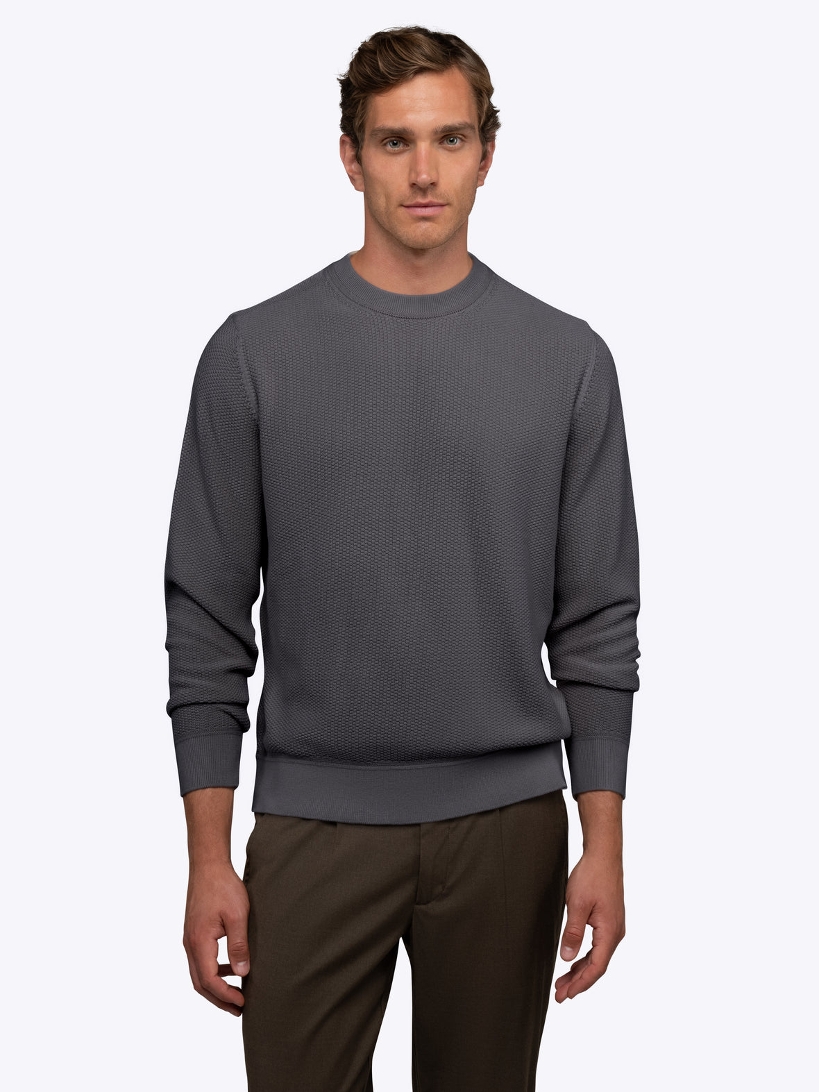 Palisade Textured Knit Crew Sweater | Steel Classic-Fit