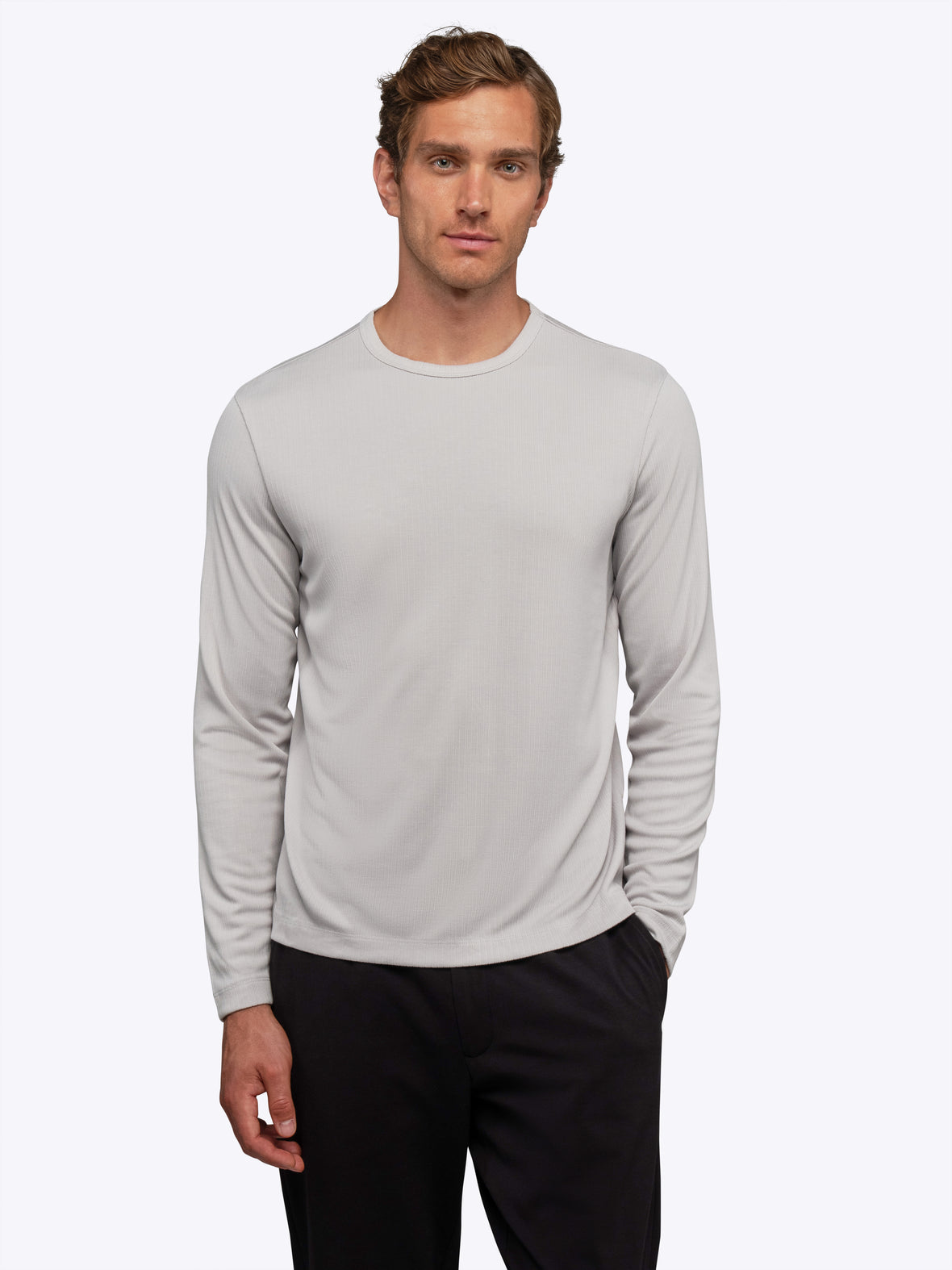 SoHo Ribbed Long Sleeve Crew Neck Tee | Vapor