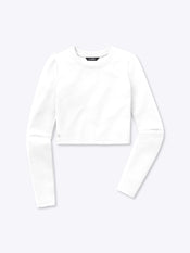 Long Sleeve Tomboy Tee Cropped | White Slim-fit Tomboy-Cotton™