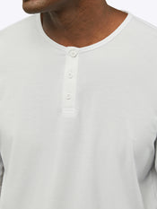 AO Long Sleeve Henley Curve-Hem | White Signature-fit PYCA Pro®