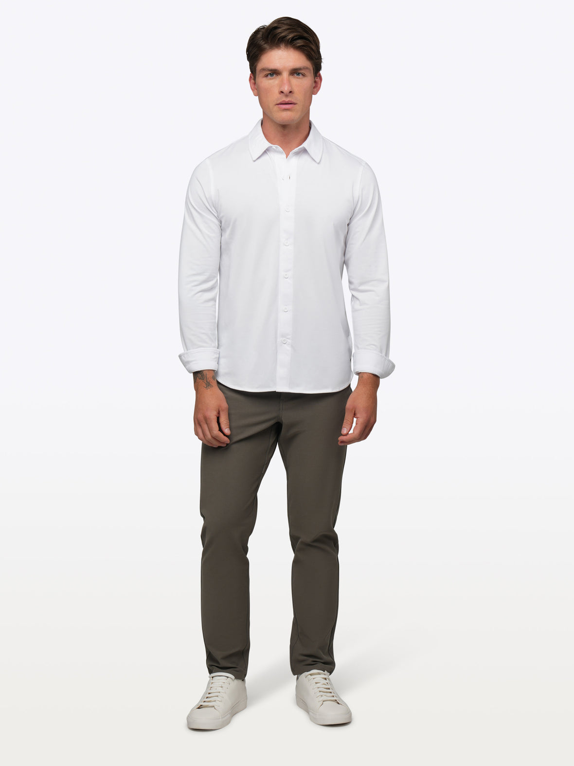 AO Long Sleeve Button Up | White Signature-Fit PYCA Pro®