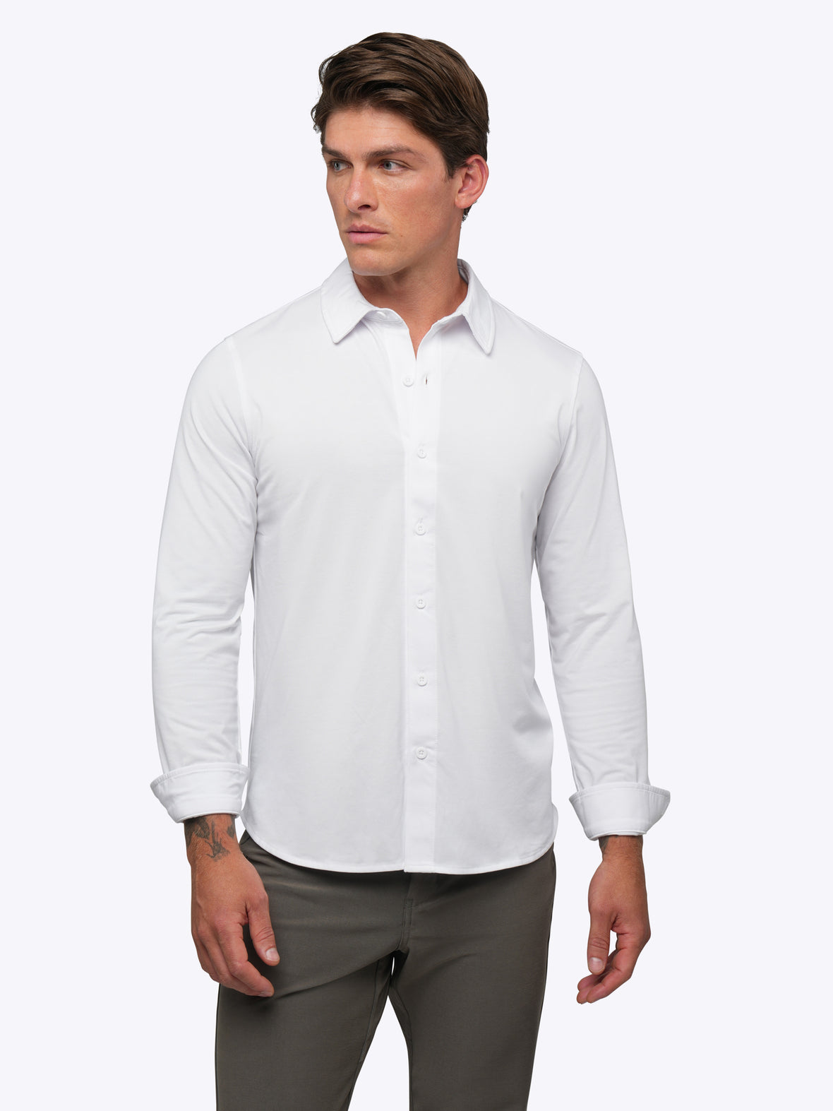 AO Long Sleeve Button Up | White Signature-Fit PYCA Pro®