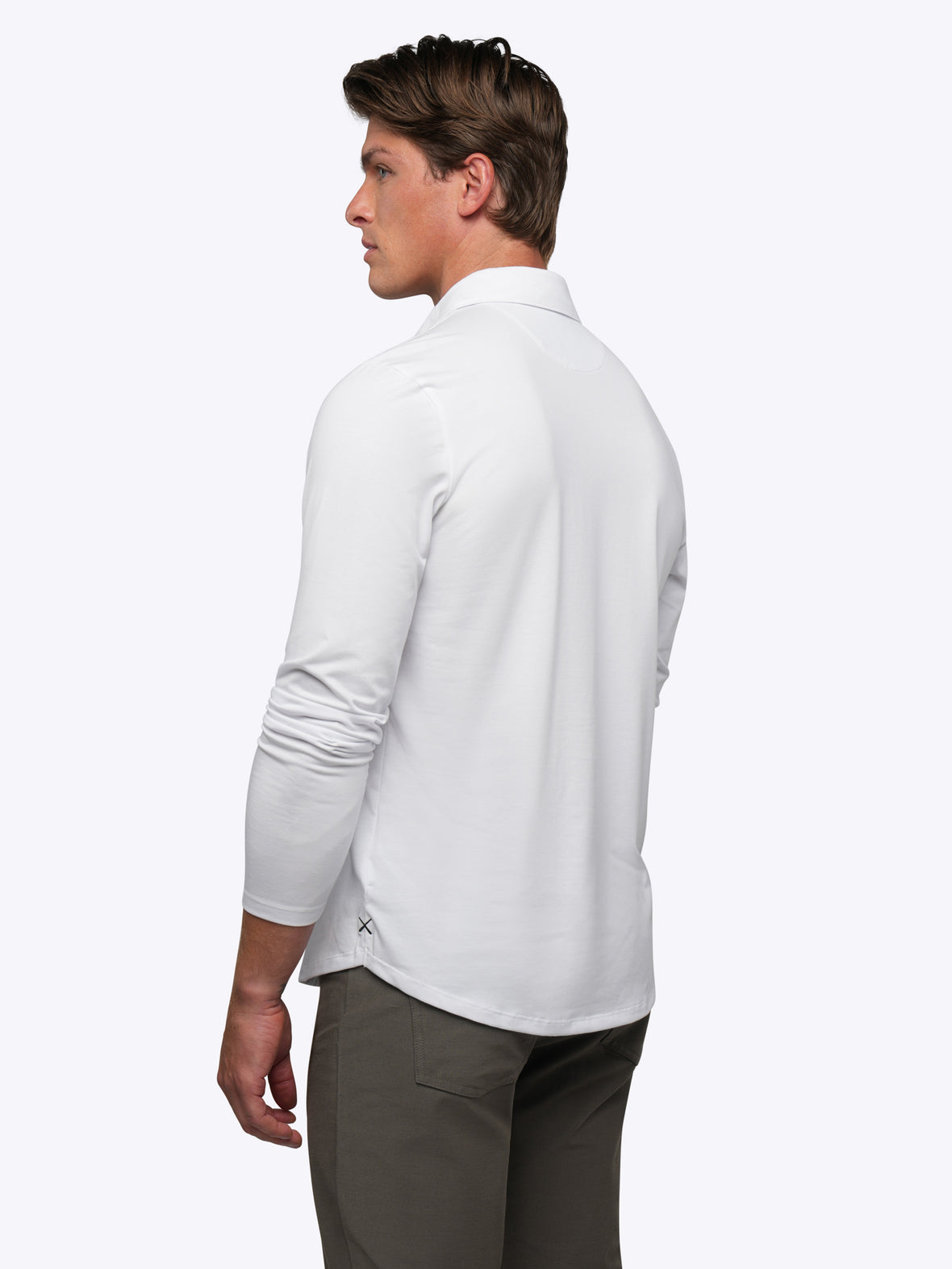 AO Long Sleeve Polo | White Signature-Fit PYCA Pro®