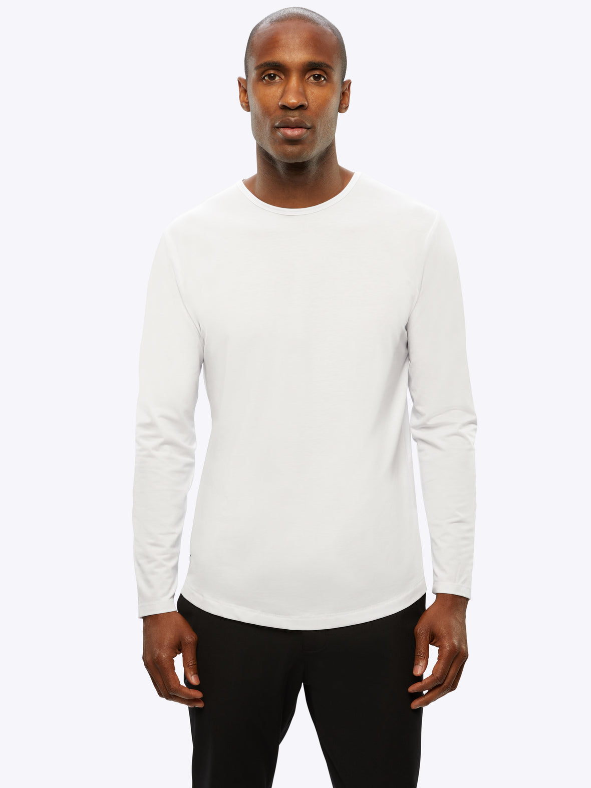 AO Long Sleeve Curve-Hem Tee | White Signature-fit PYCA Pro®