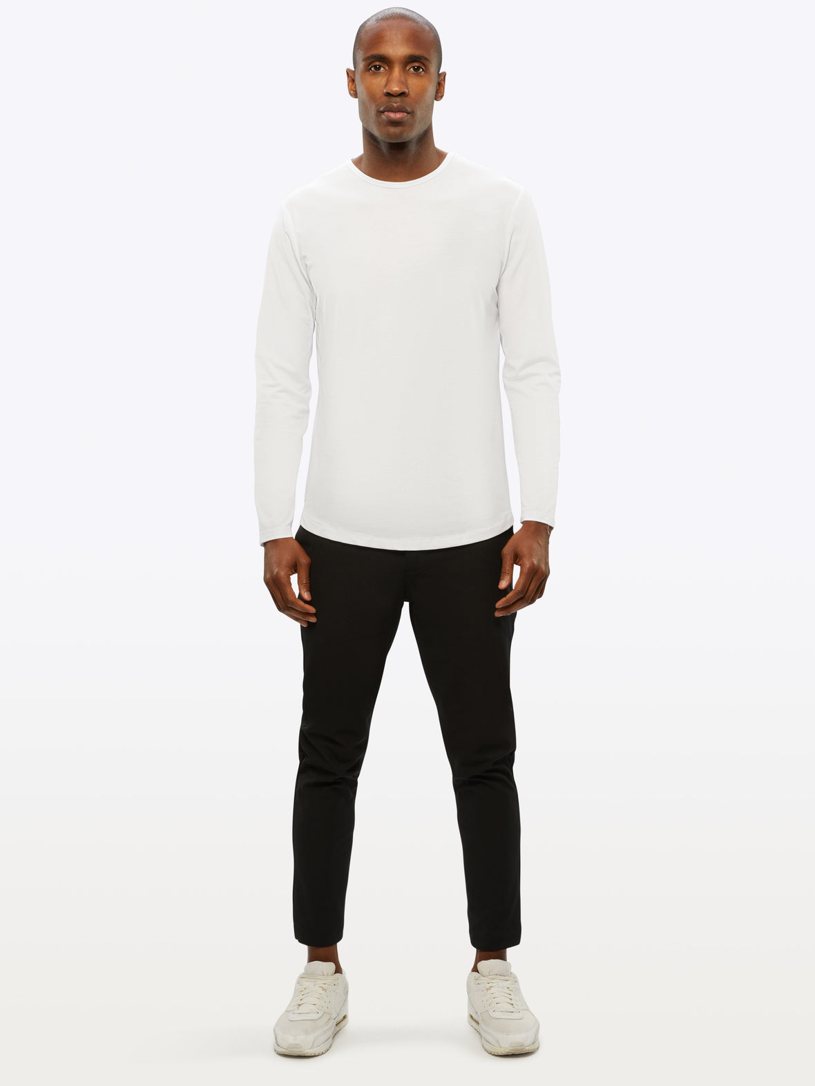 AO Long Sleeve Curve-Hem Tee | White Signature-fit PYCA Pro®