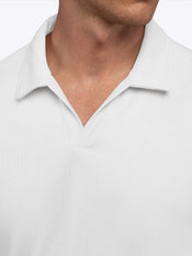SoHo Ribbed Long Sleeve Polo | White Signature-Fit