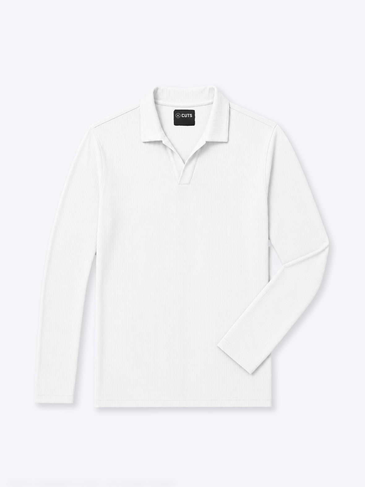 SoHo Ribbed Long Sleeve Polo | White Signature-Fit
