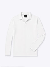 SoHo Ribbed Long Sleeve Polo | White Signature-Fit