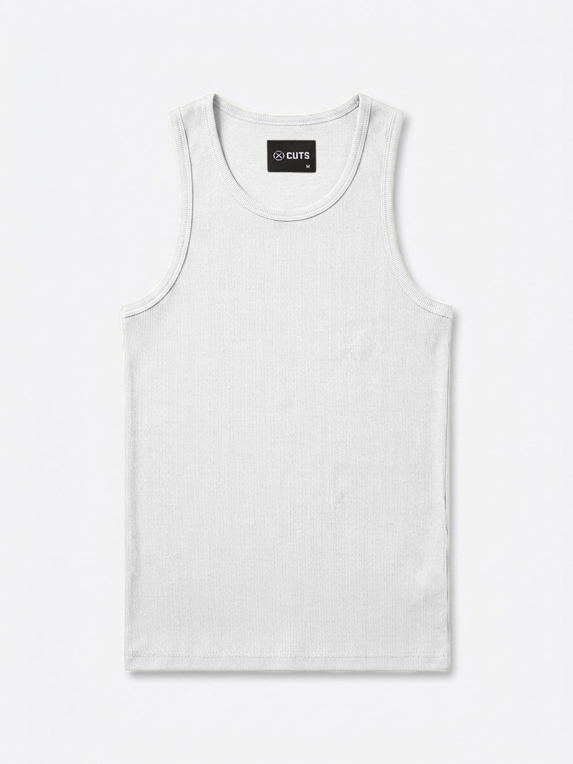Essential Fitted Rib Tank | White Form-Fitting