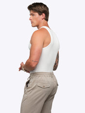 Essential Fitted Rib Tank | White Form-Fitting