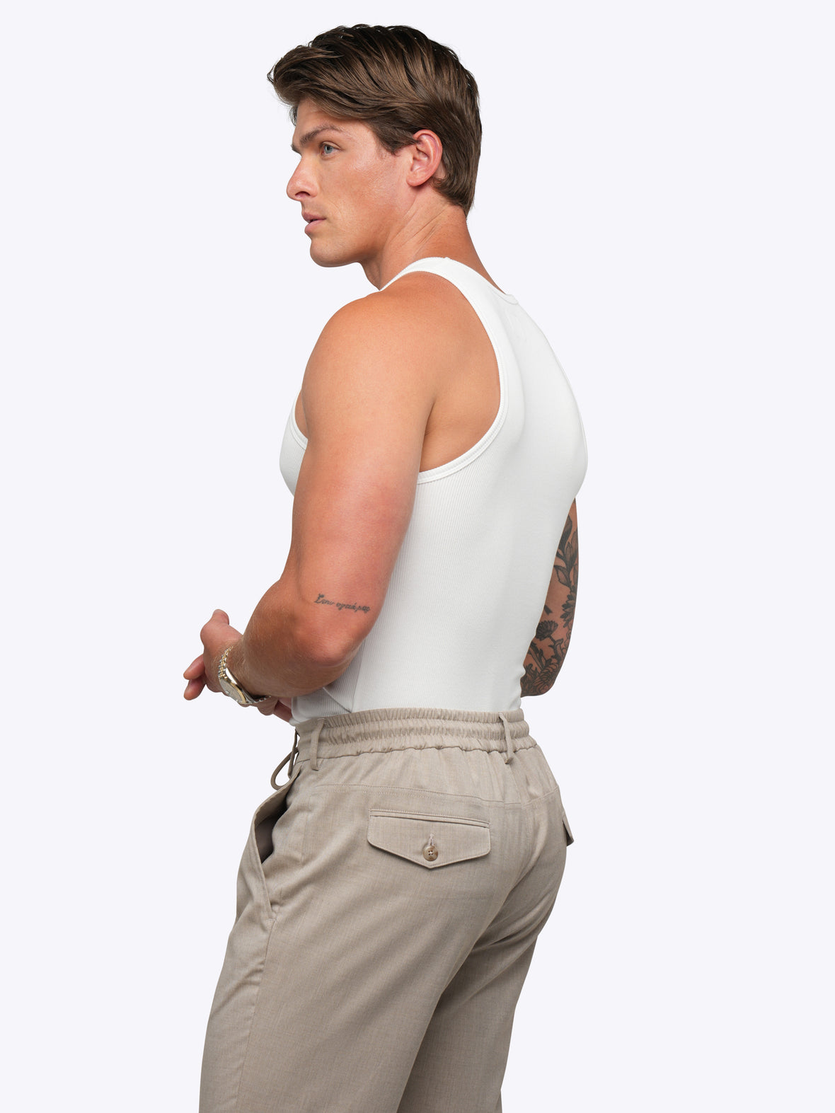 Essential Fitted Rib Tank 6 Pack | White Form-Fitting