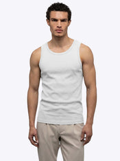 Essential Fitted Rib Tank | White Form-Fitting