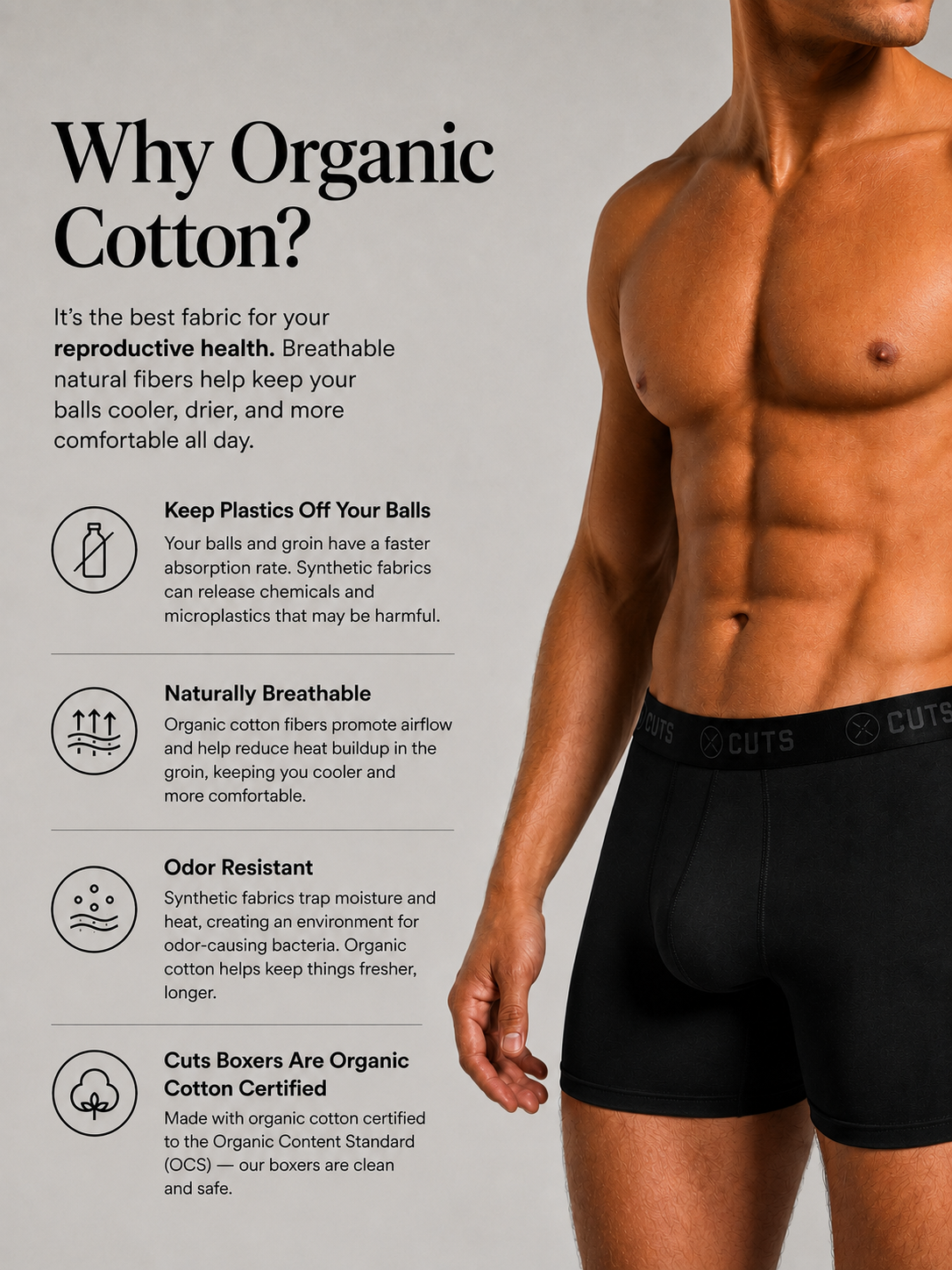 Organic Cotton Boxer Brief 3-Pack | Black