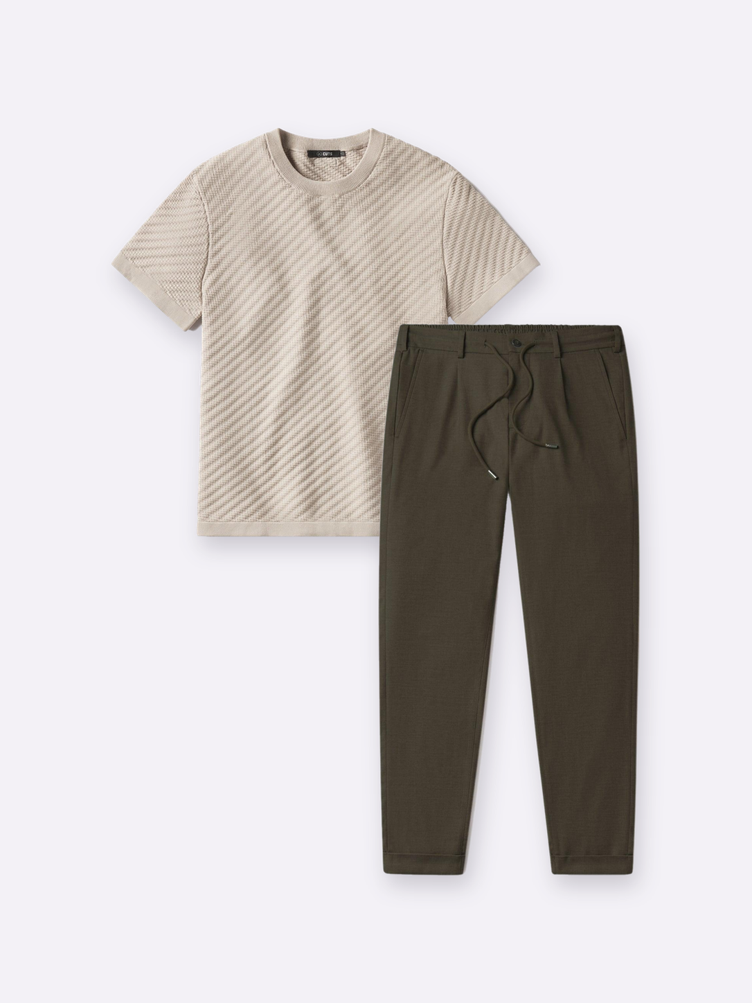 Riviera Tee + SoHo – Sand Dune / Heather Olive
