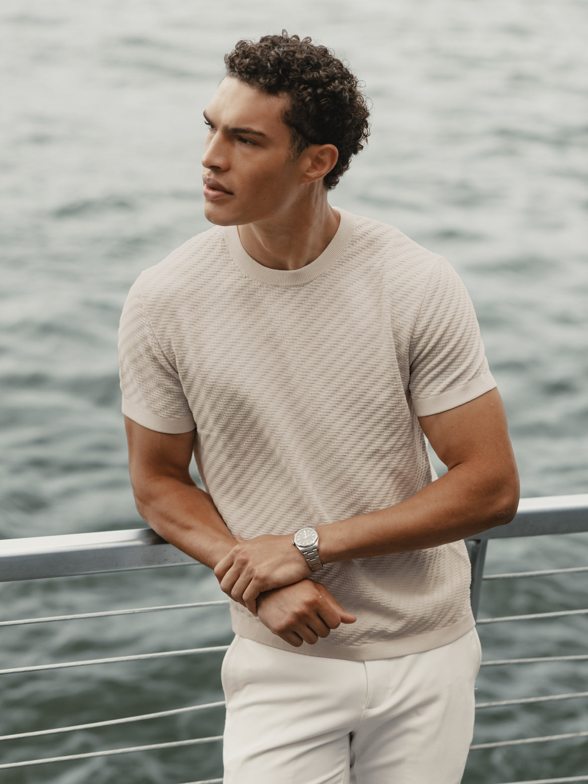 Riviera Knit Textured Tee | Sand Dune Signature-Fit