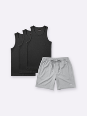 Essential Tank 3-Pack + Crossover Short Fit Bundle