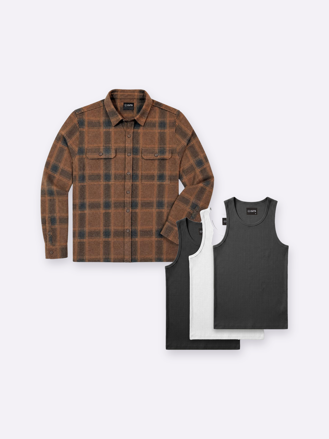 District + Tank 3pk – Brown Plaid / Mixed